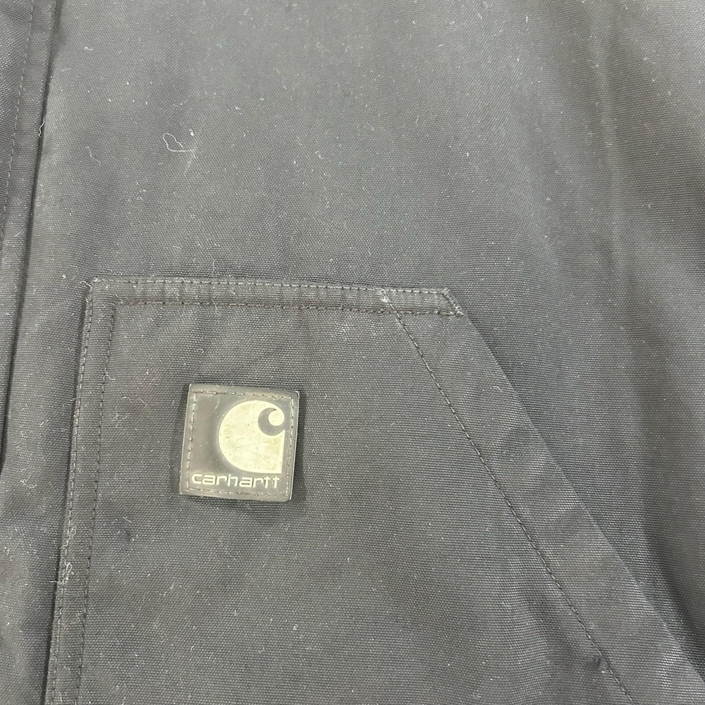 Carhartt Jacket Mens Large Black Canvas Full Zip Insulated Workwear Parka J174 - Picture 6 of 16